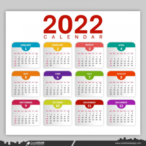 simple & shower colorfull boxes 2022 calendar design Premium Vector