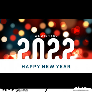 Glossy Happy New Year 2022 Bokeh Background Free Vector