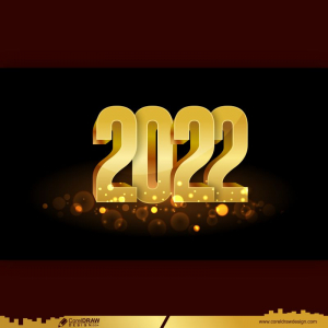 Glossy Golden 2022 Happy New Year Background Free Vector