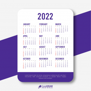 Abstract 2022 Simple Elegant Calendar Vector