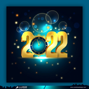 Water Bubble Theme & Blue Background 2022 Greeting Card Vector Design Template