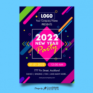Abstract Colorful New Year Party Poster, Free CDR