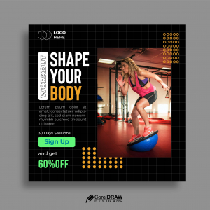 Abstract Simple Elegant gym Social Media Vector Template