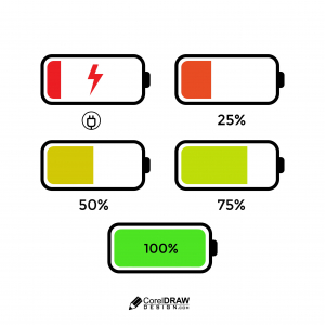 Abstract Trendy Battery Status Percentage Infographic