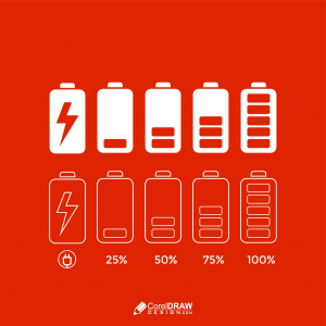 Abstract Battery Status Percentage Infographic