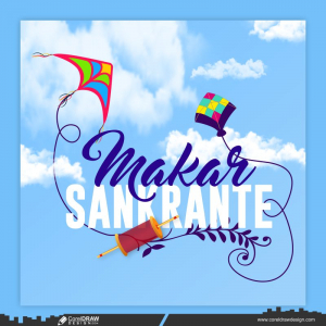 Happy Makar Sankranti Festival Kite Celebration Card Design Free Vector