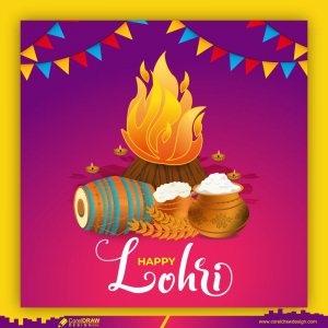 Colorfull Happy Lohri Festival Banner Vector