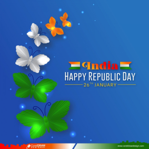 Indian Flag Unique Concept Republic Day Paper Craft Butterflies Background Premium Vector