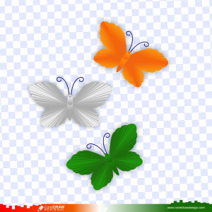Tricolor Indian Flag Butterflies Craft Paper Unique Concept PNG & CDR Background