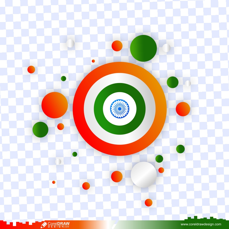 Tricolor Round Indian Flag Happy Republic PNG & CDR Background