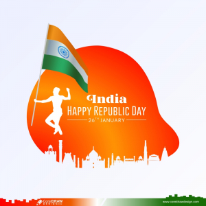 Man Holding Flag Happy Republic Day CDR Background
