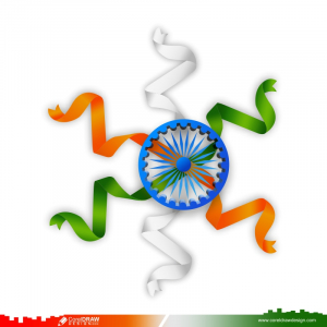 Asoka Chakra Tricolor Ribbon Happy Republic Day Theme CDR & PNG Design
