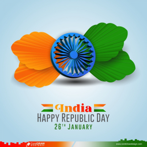 Happy Republic Day Indian Bird Wings Type Asoka Chakra Cdr Design