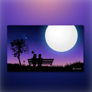Beautiful Night Scenery Couples Talking Vector Illustration