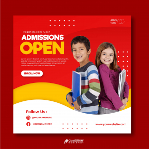 Abstract School Admission Social Media Banner Poster Vector Template