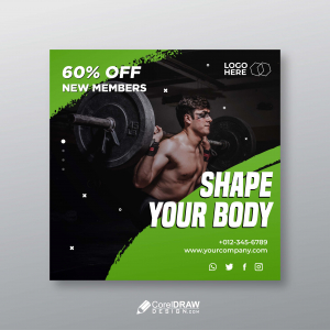 Abstract Shape Your Body Gym Poster Vector Template