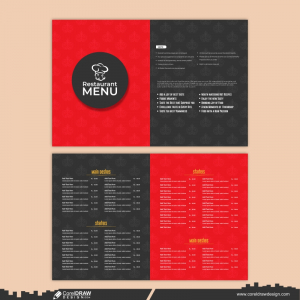 Vintage special Restaurants Dable Sided Menu Card Design Free Template