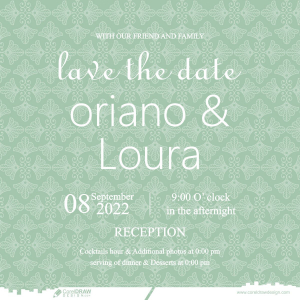 light green-wedding-invitation-card-free-vector-design