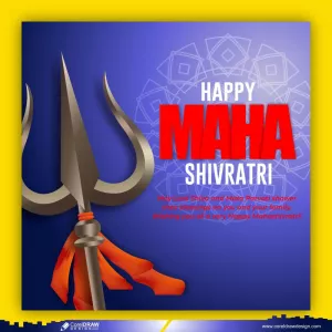 Maha Shivratri Hindu festival Lord Shiva Greeting cards with trishul Vector Design