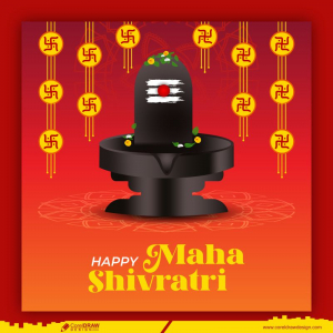 Happy Maha Shivratri Greeting Card lingam Flowers Free Vector