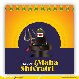 Happy Maha Shivratri Greeting Card lingam Flowers Free Vector Design