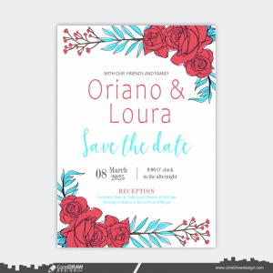 Floral Wedding Invitation And Menu Template Free