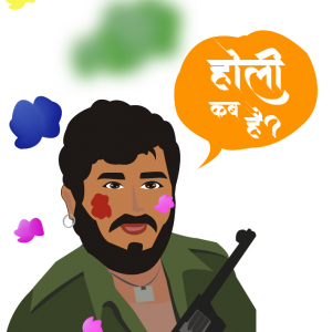  Gabbar Singh, happy holi poster, illustration-free jpg