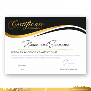 Golden Certificate Of Achievement Template Free Vector Design