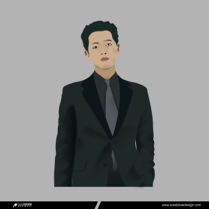 Smart Asian Boy with Suit, Vector Illustration, Free