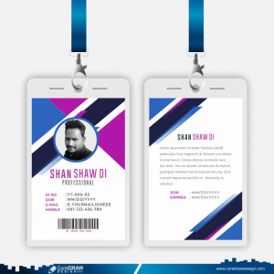 Id Cards Template With Photo Abstract Design Free Vector
