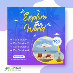 Travel Tour Instagram Post or Social Media Post Template Free CDr