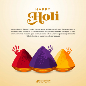 Happy Holi Festival Vector Wishes Card Template