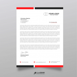 Simple Elegant  Red Corporate Letterhead Vector Template