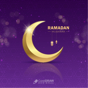 Beautiful Ramadan Mubarak Moon Wishes Vector