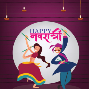 Flat Design, Happy Navratri Indian Festival ,Illustration Vector Free