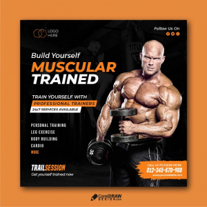 Professional Gym Trainer Training Poster Template