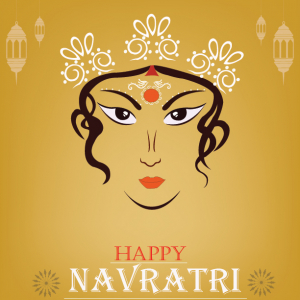 Happy Navratri Durga Face Design Illustration Free Vector