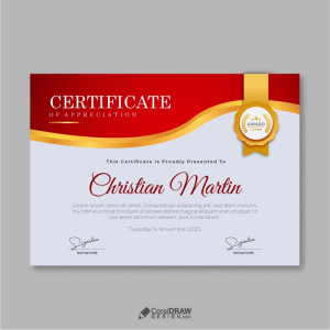 Abstract Creative Red Corporate Certificate Vector Template