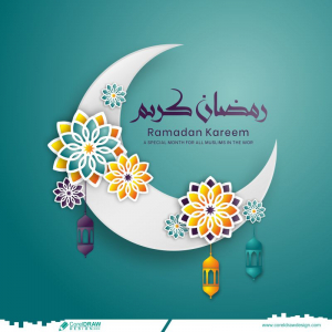 Paper Style Ramadan Kareem Festival Card Design Free Cdr