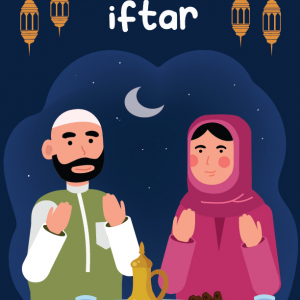 Iftar Poster Flat Vector Illustration Free