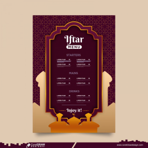 Iftar Menu Template In Paper Style Free Vector CDR