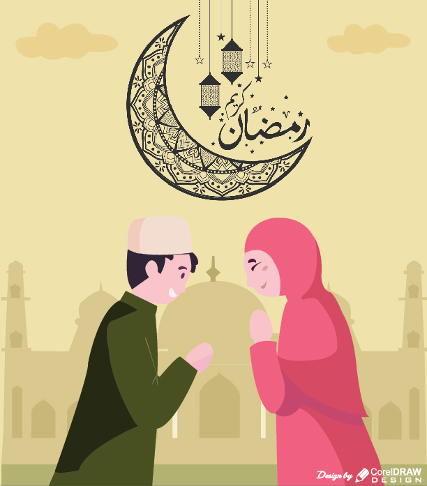Eid-ul-fitr Flat Poster Illustration Vector Free