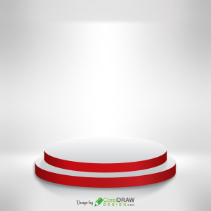 White and red podium product display background, Free Vector CDR