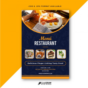 Abstract Delicious Restaurant Menu Cover Page Flyer Poster Template