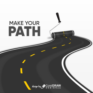Winding curve black road path draw by rolling brush, concept background Free Vector CDR