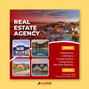 Abstract Real Estate Agency Corporate Poster Vector Template