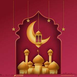  Modern 3d Islamic Display With Lantern Metal Moon Eid Mubarak CDR Design