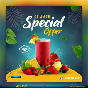 Summer Special Drink Social Media Post Banner Template Premium CDR