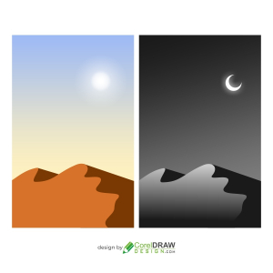 Day and Night View of Desert vector background, Free CDR