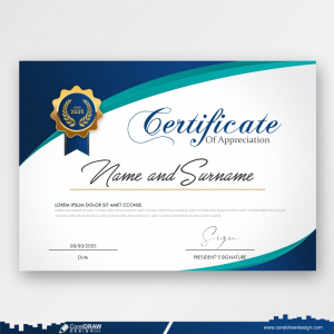 Modern Professional Certificate Template With Badge Premium Vector